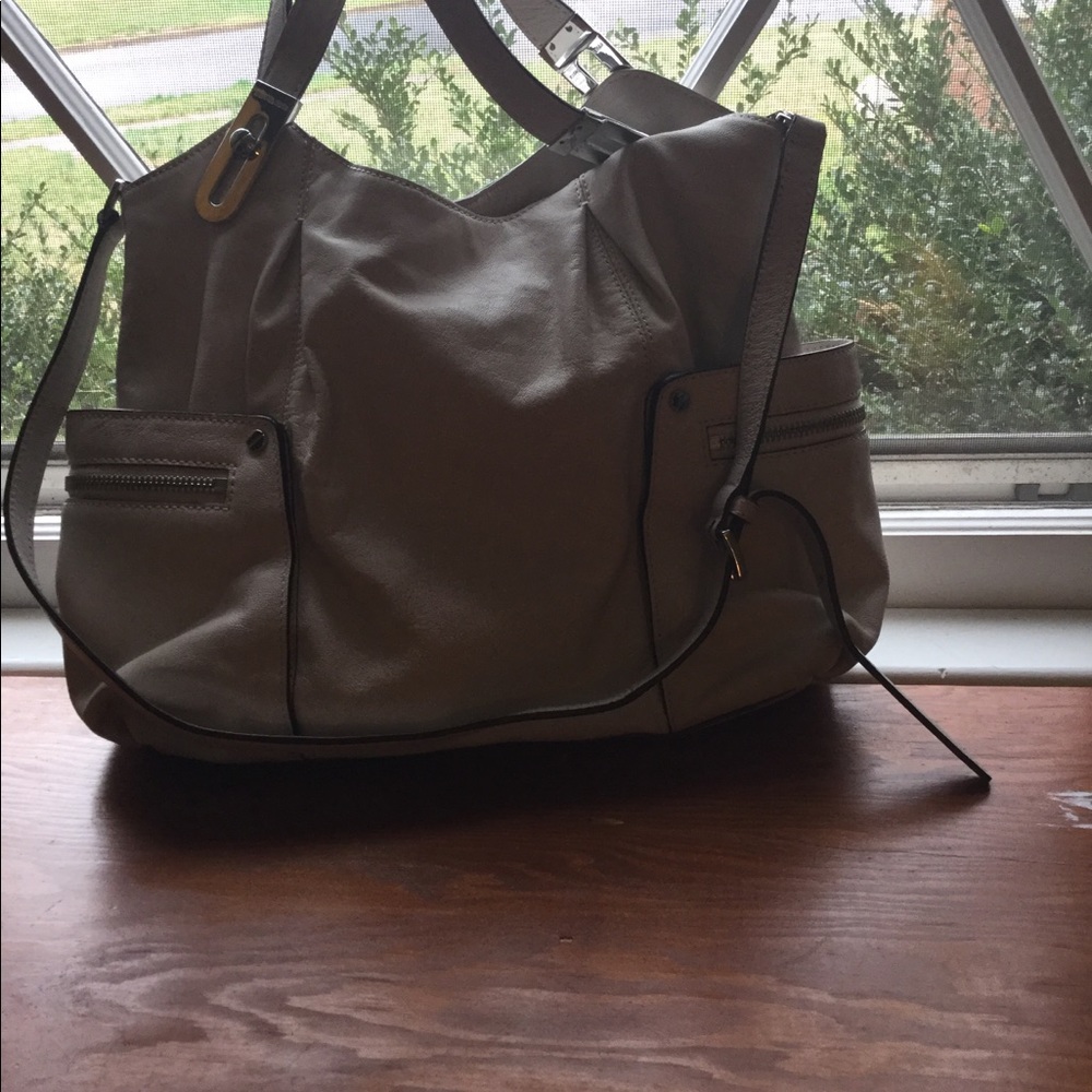 Michael Kors light cream leather satchel
